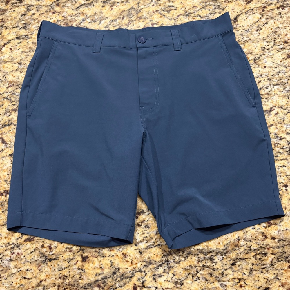 TravisMathew Mens Navy Blue Performance Golf Shorts Size 32 Stretch Tech ws